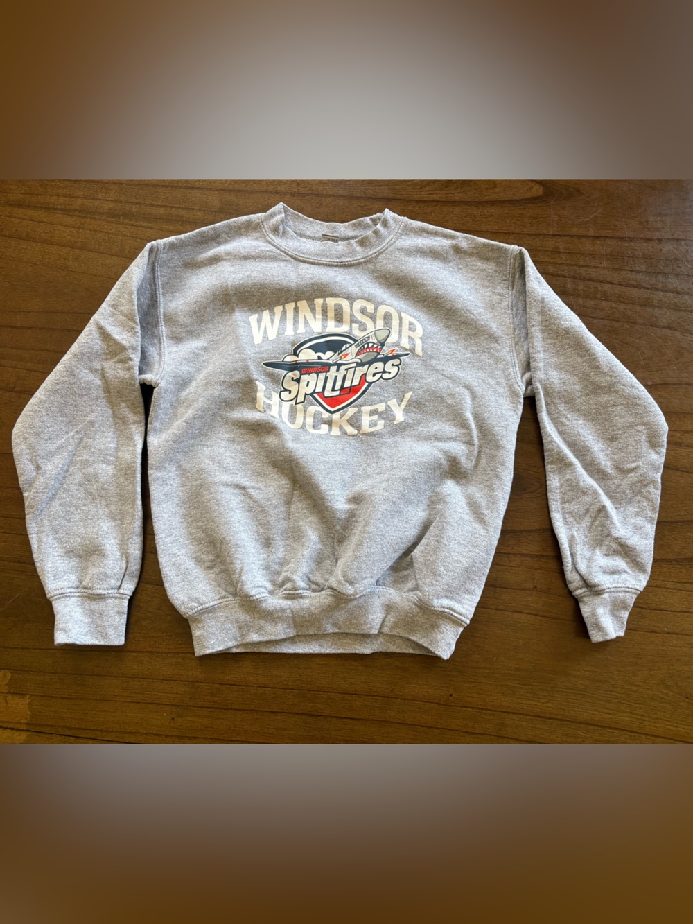 Windsor Spitfires Gray Kids Crewneck Sweatshirt